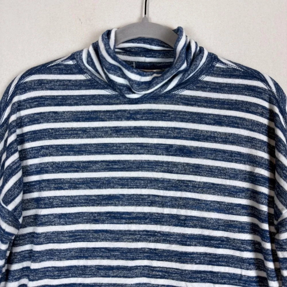 Banana Republic Sweater Womens XS Blue White Stripe Cowl Neck Knit Pullover